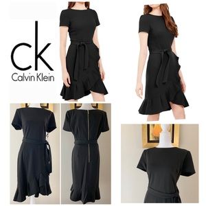 Calvin Klein Black, flounced hem, Tulip Dress 12